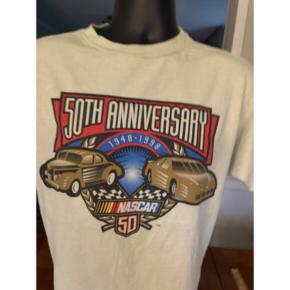 Vintage 1998 NASCAR 50th Anniversary Tultex T Shirt Sz Large Auto Racing - Picture 2 of 8
